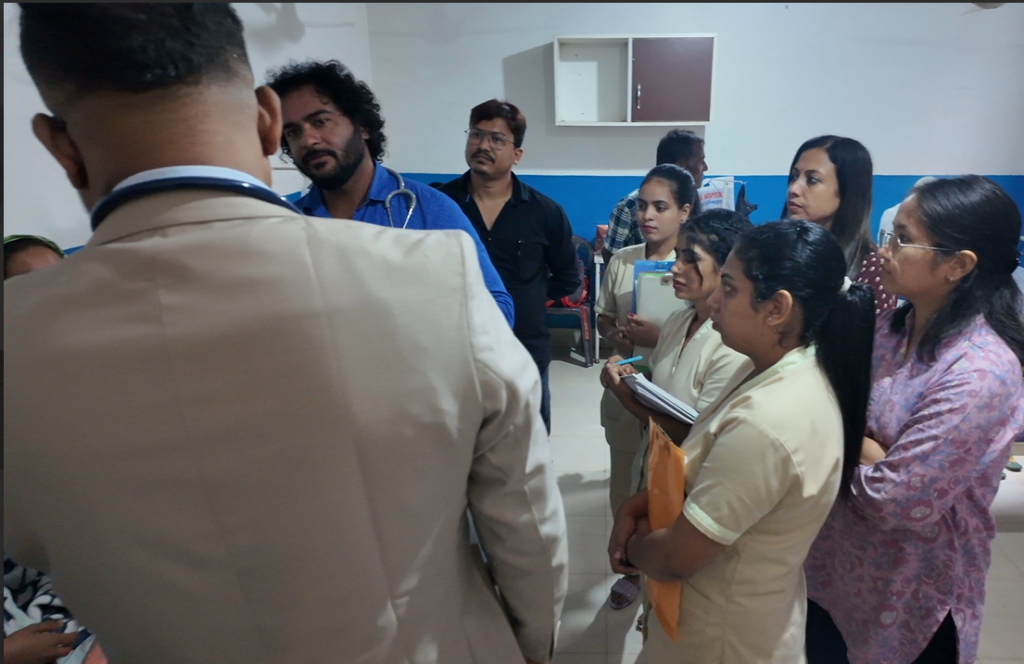 two doctors examining patients